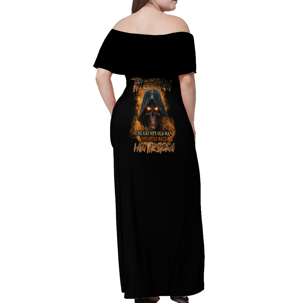 I Am The Storm Grumpy Old Man Off Shoulder Maxi Dress - Wonder Print Shop