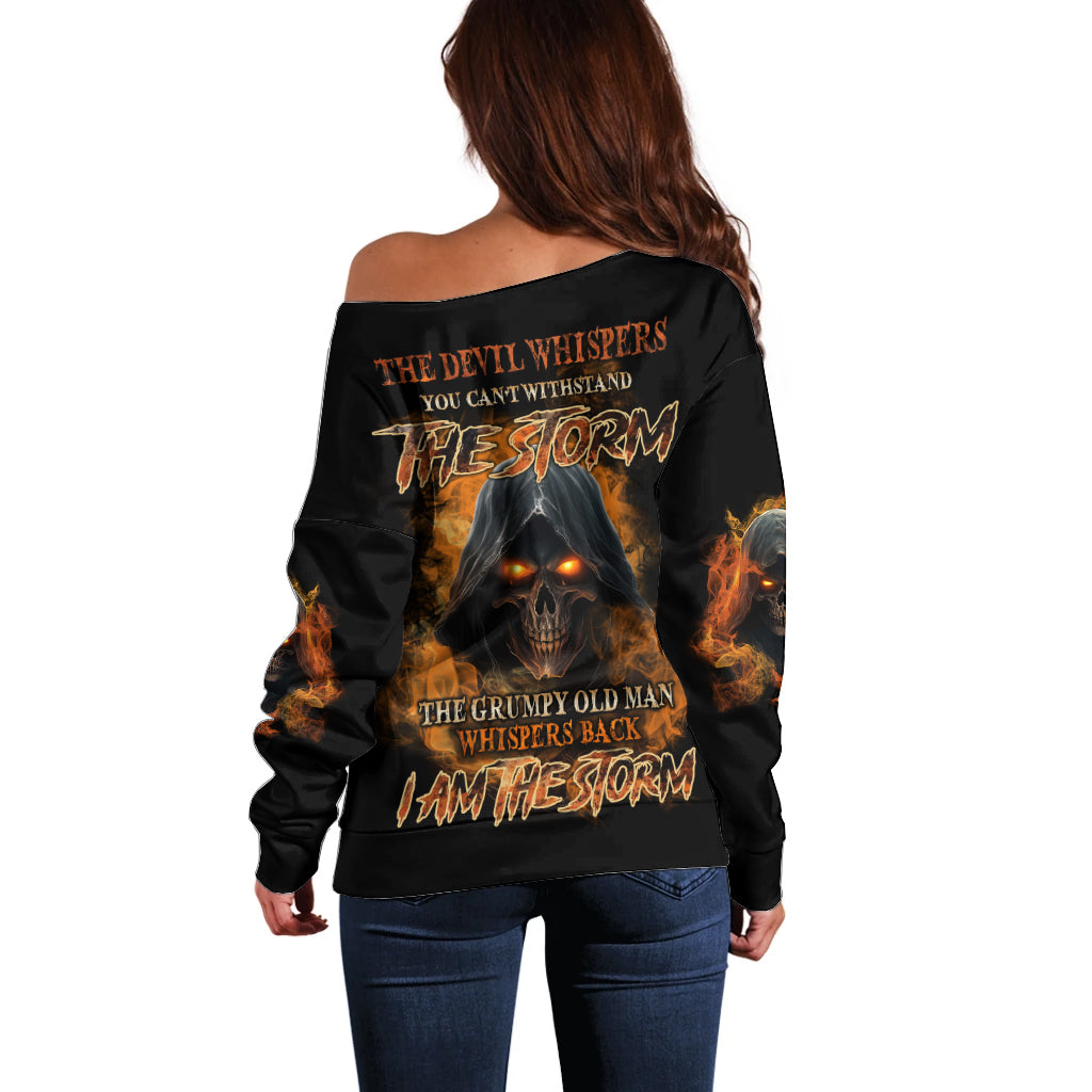 I Am The Storm Grumpy Old Man Off Shoulder Sweater - Wonder Print Shop