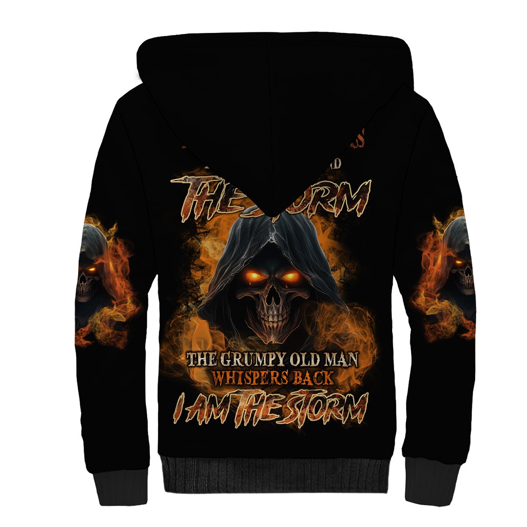 I Am The Storm Grumpy Old Man Sherpa Hoodie - Wonder Print Shop