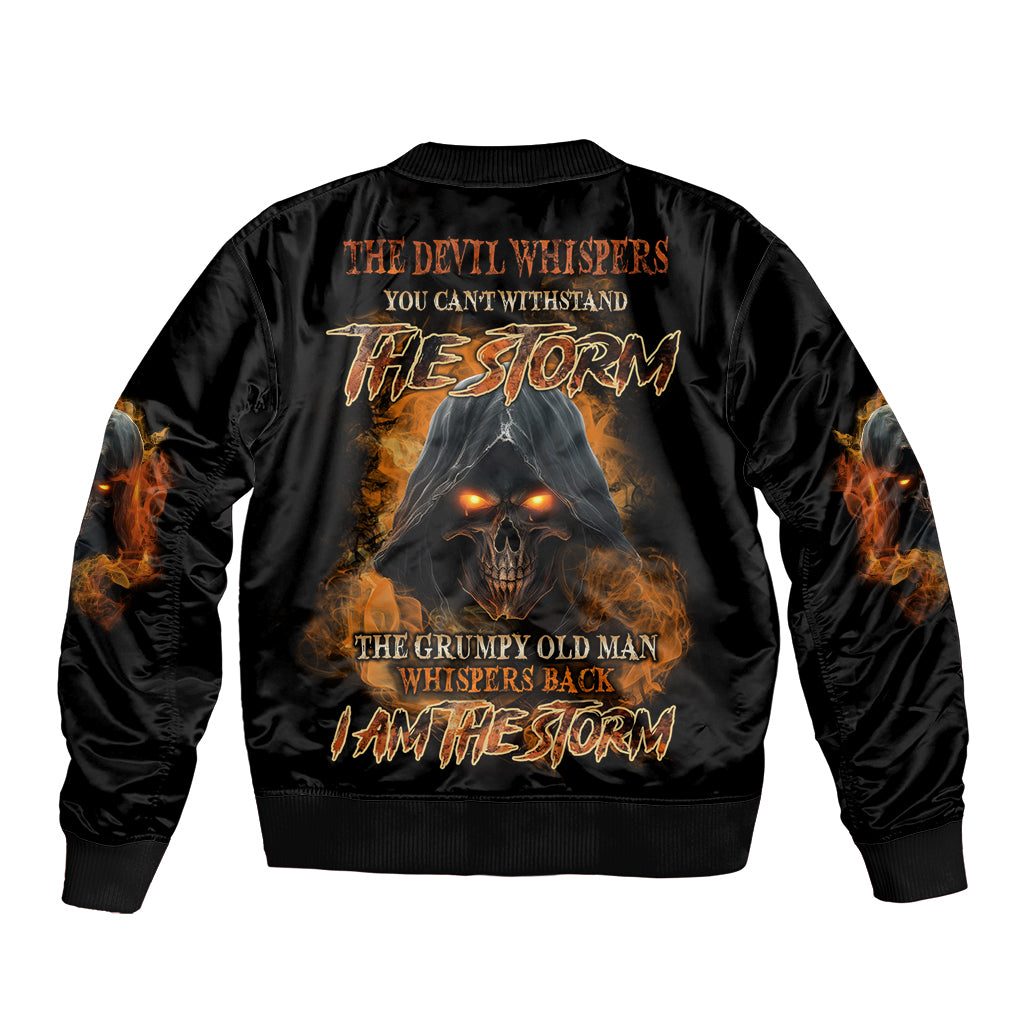 I Am The Storm Grumpy Old Man Sleeve Zip Bomber Jacket - Wonder Print Shop