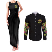 Warning This Tattooed Girl Flower Sugar Skull Couples Matching Tank Maxi Dress and Long Sleeve Button Shirt - Wonder Print Shop