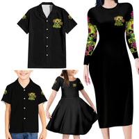 Warning This Tattooed Girl Flower Sugar Skull Family Matching Long Sleeve Bodycon Dress and Hawaiian Shirt - Wonder Print Shop