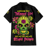 Warning This Tattooed Girl Flower Sugar Skull Family Matching Mermaid Dress and Hawaiian Shirt - Wonder Print Shop
