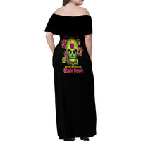 Warning This Tattooed Girl Flower Sugar Skull Family Matching Off Shoulder Maxi Dress and Hawaiian Shirt - Wonder Print Shop