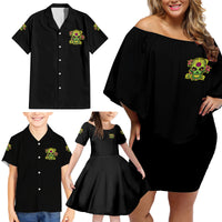 Warning This Tattooed Girl Flower Sugar Skull Family Matching Off Shoulder Short Dress and Hawaiian Shirt - Wonder Print Shop