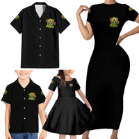 Warning This Tattooed Girl Flower Sugar Skull Family Matching Short Sleeve Bodycon Dress and Hawaiian Shirt - Wonder Print Shop