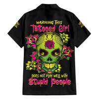 Warning This Tattooed Girl Flower Sugar Skull Hawaiian Shirt - Wonder Print Shop