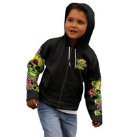 Warning This Tattooed Girl Flower Sugar Skull Kid Hoodie - Wonder Print Shop