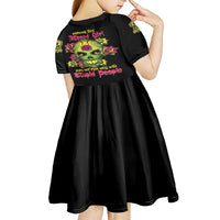 Warning This Tattooed Girl Flower Sugar Skull Kid Short Sleeve Dress - Wonder Print Shop