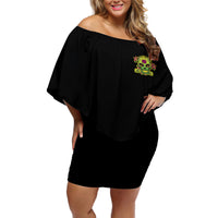 Warning This Tattooed Girl Flower Sugar Skull Off Shoulder Short Dress - Wonder Print Shop
