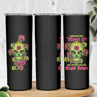 Warning This Tattooed Girl Flower Sugar Skull Skinny Tumbler - Wonder Print Shop