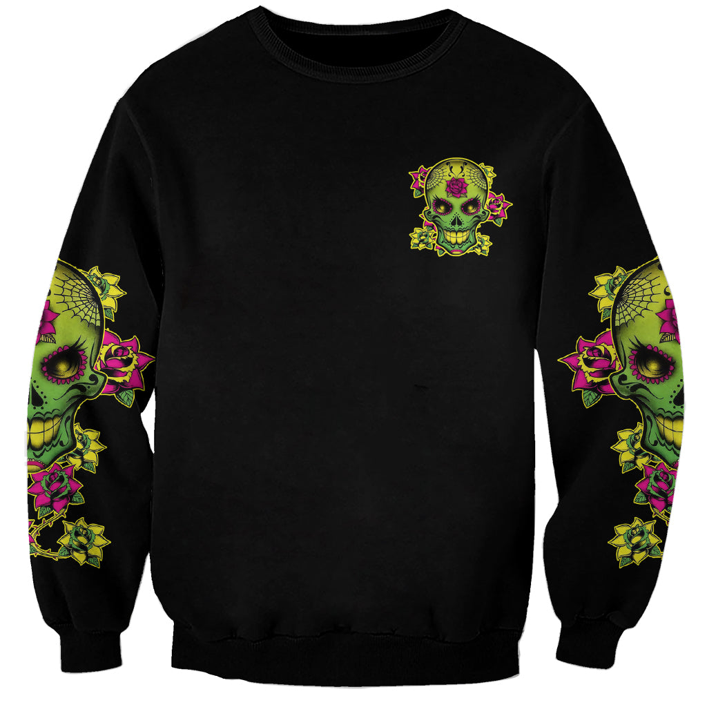 Warning This Tattooed Girl Flower Sugar Skull Sweatshirt - Wonder Print Shop