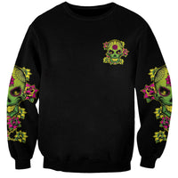 Warning This Tattooed Girl Flower Sugar Skull Sweatshirt - Wonder Print Shop