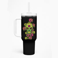 Warning This Tattooed Girl Flower Sugar Skull Tumbler With Handle - Wonder Print Shop