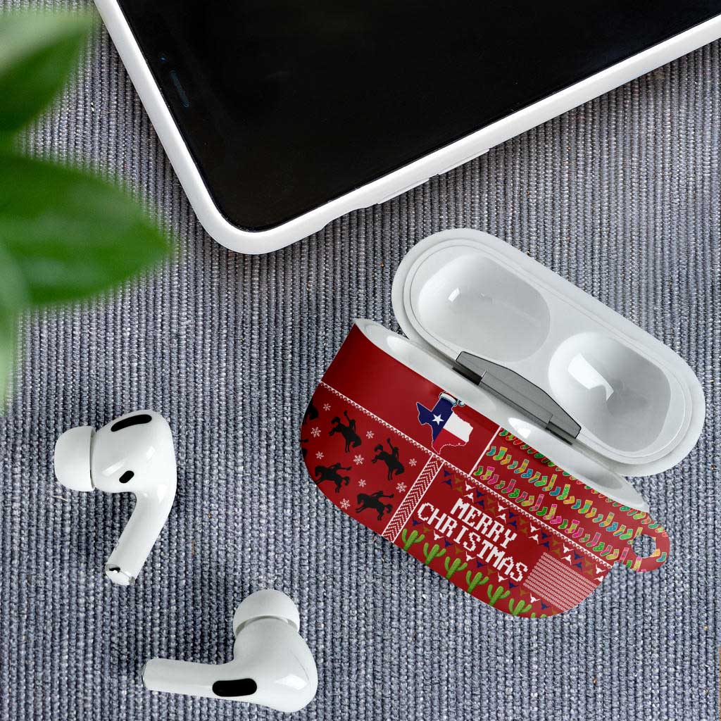 Texas Map Merry Christmas AirPods Case Xmas Holiday Patterns - Wonder Print Shop