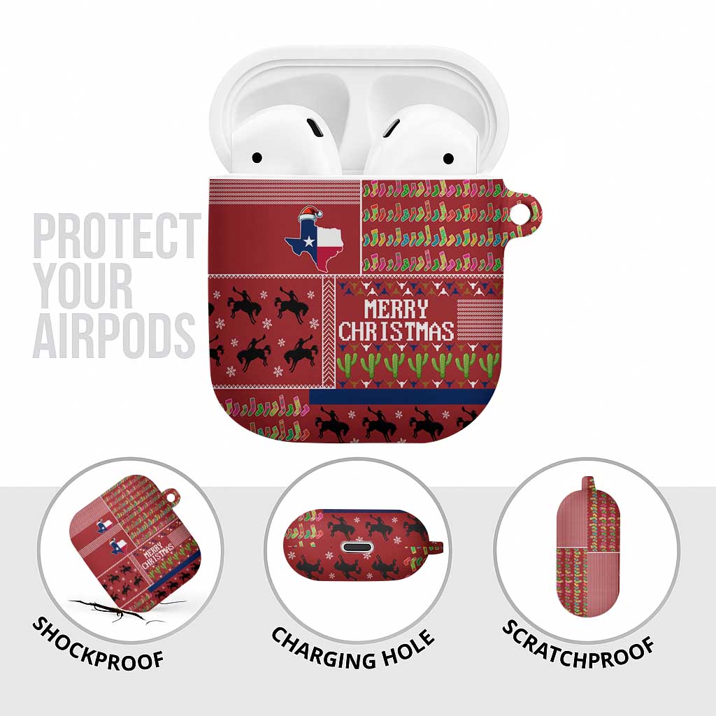 Texas Map Merry Christmas AirPods Case Xmas Holiday Patterns - Wonder Print Shop