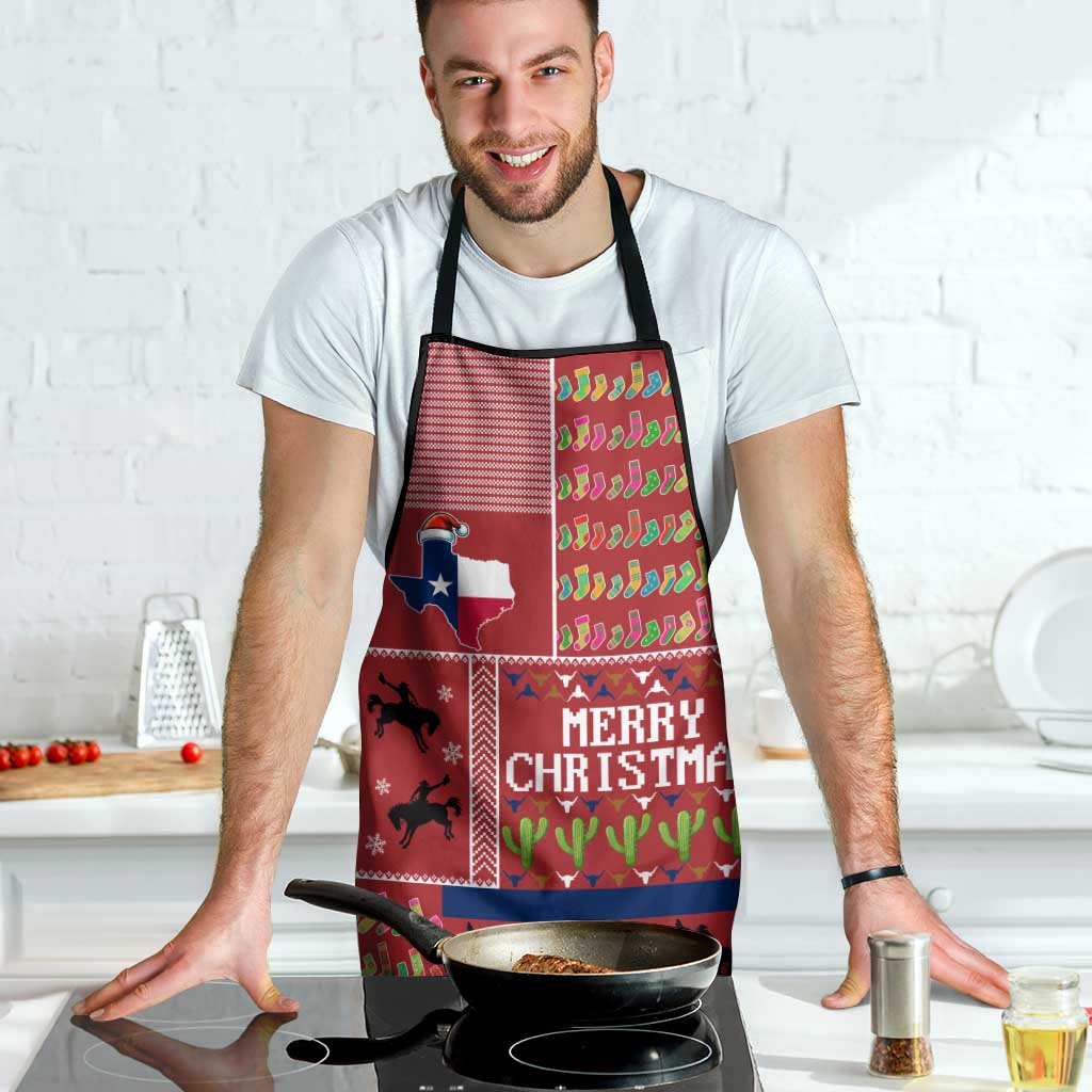 Texas Map Merry Christmas Apron Xmas Holiday Patterns - Wonder Print Shop