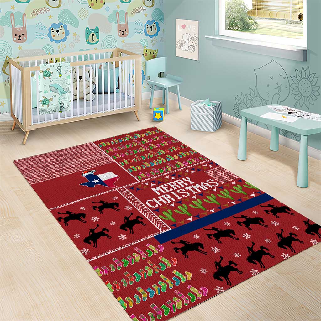 Texas Map Merry Christmas Area Rug Xmas Holiday Patterns - Wonder Print Shop
