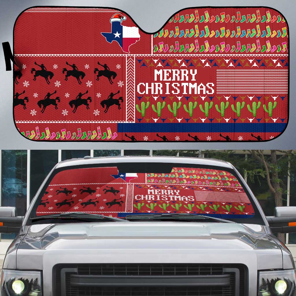 Texas Map Merry Christmas Auto Sun Shade Xmas Holiday Patterns - Wonder Print Shop