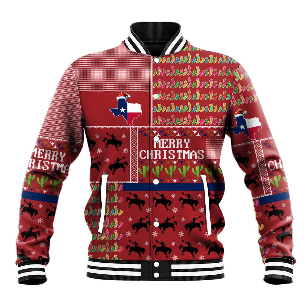 Texas Map Merry Christmas Baseball Jacket Xmas Holiday Patterns - Wonder Print Shop