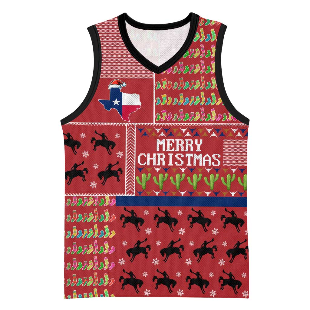 Texas Map Merry Christmas Basketball Jersey Xmas Holiday Patterns - Wonder Print Shop
