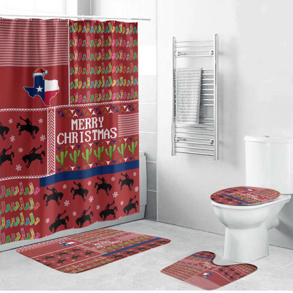Texas Map Merry Christmas Bathroom Set Xmas Holiday Patterns - Wonder Print Shop