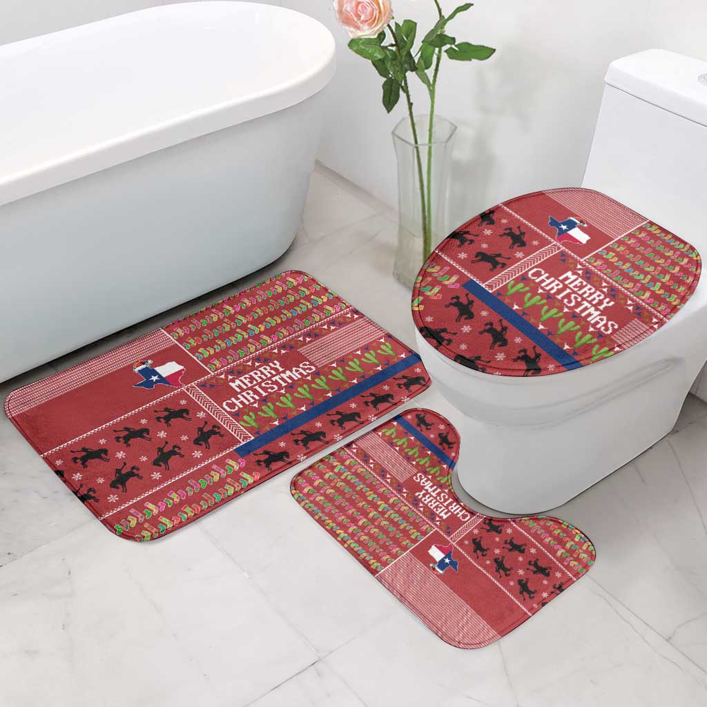 Texas Map Merry Christmas Bathroom Set Xmas Holiday Patterns - Wonder Print Shop