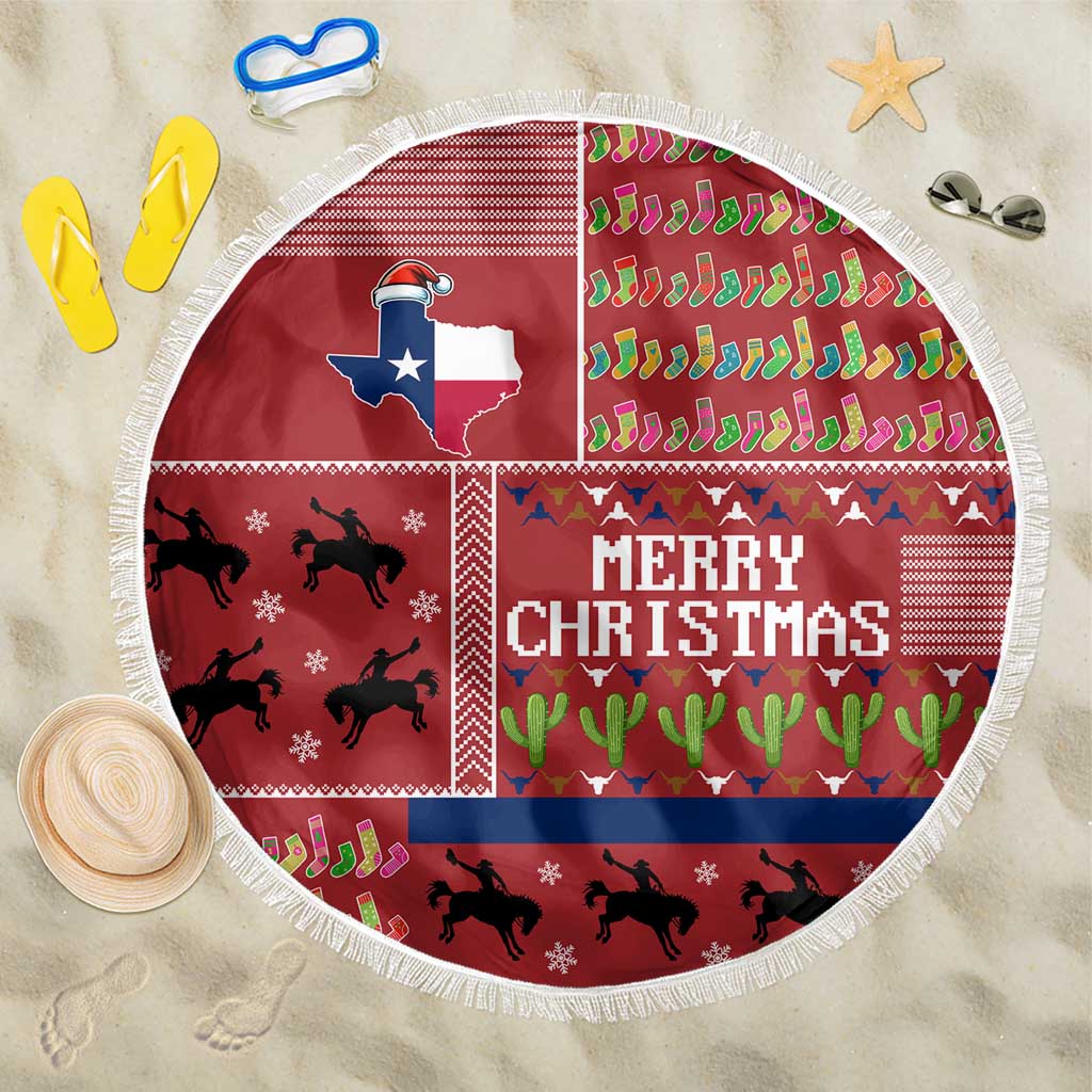 Texas Map Merry Christmas Beach Blanket Xmas Holiday Patterns - Wonder Print Shop