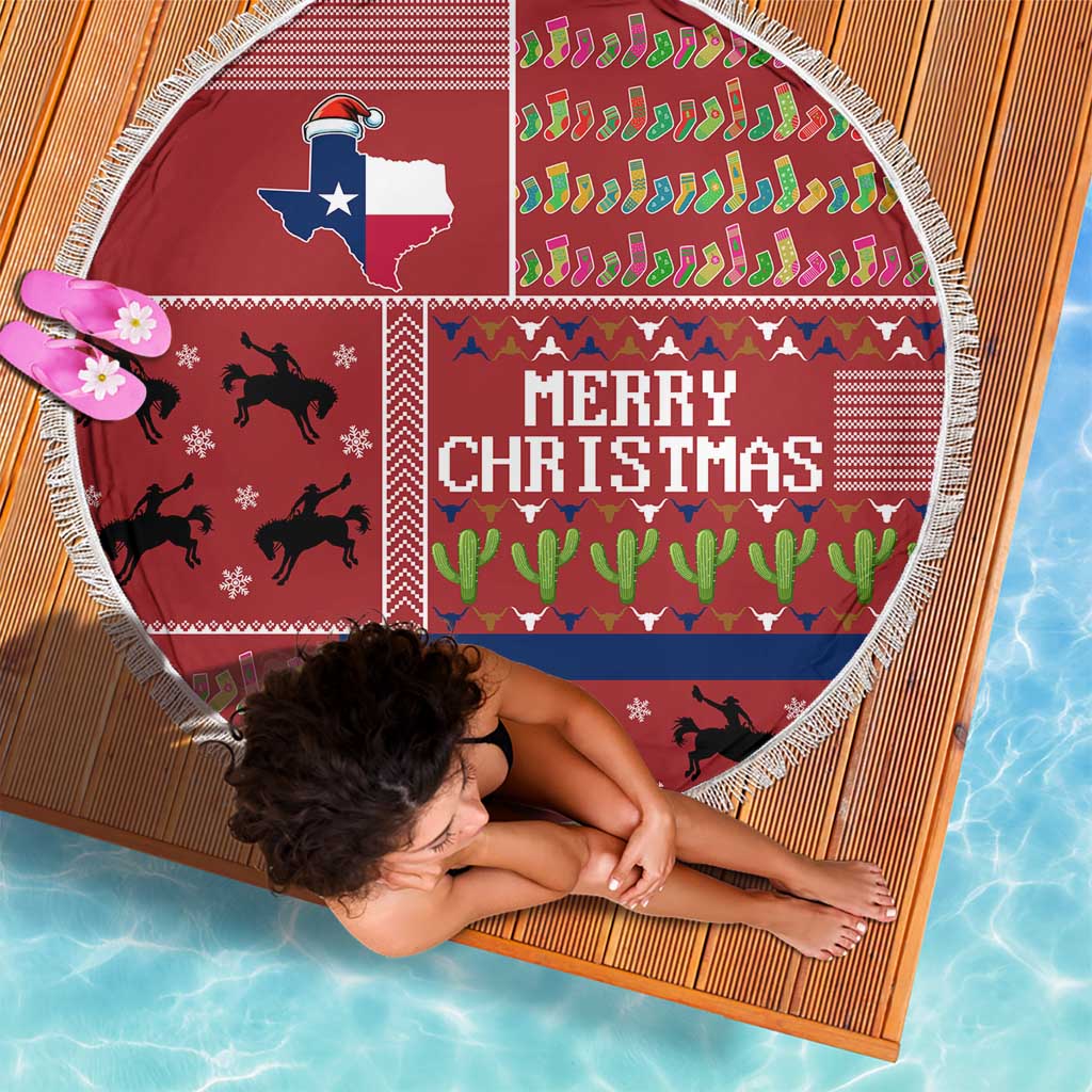 Texas Map Merry Christmas Beach Blanket Xmas Holiday Patterns - Wonder Print Shop