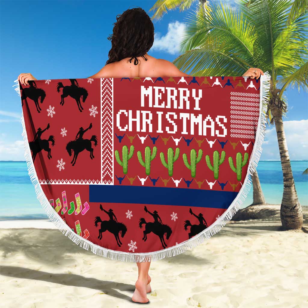 Texas Map Merry Christmas Beach Blanket Xmas Holiday Patterns - Wonder Print Shop