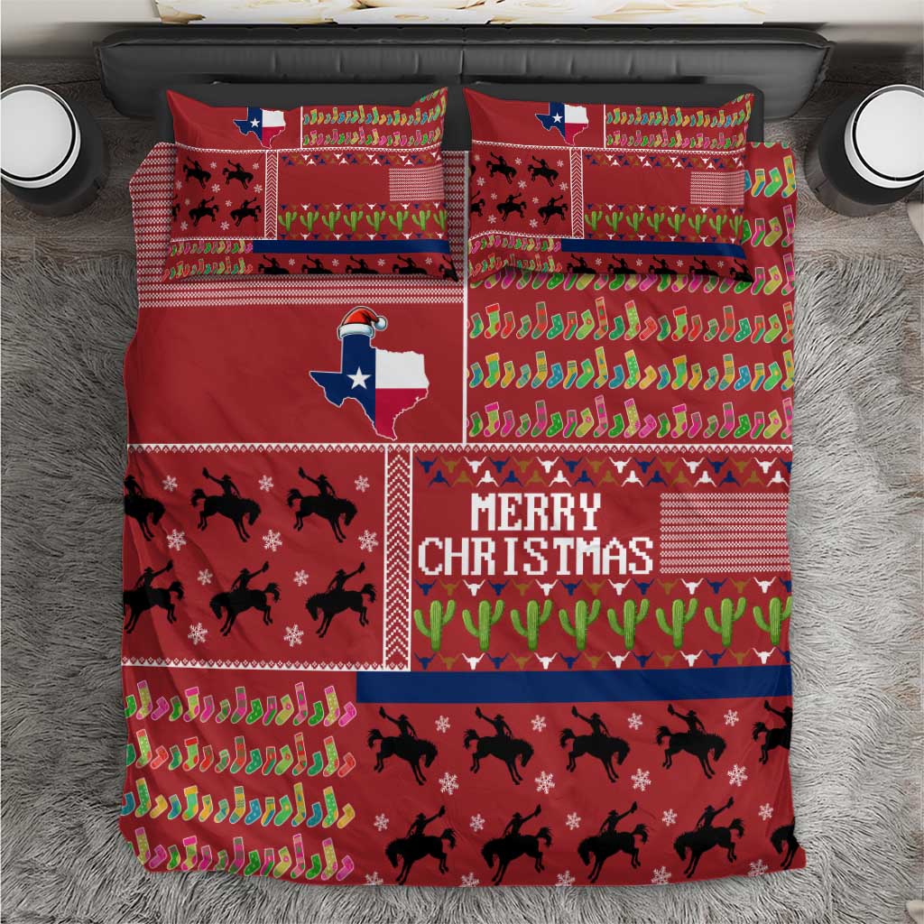 Texas Map Merry Christmas Bedding Set Xmas Holiday Patterns - Wonder Print Shop