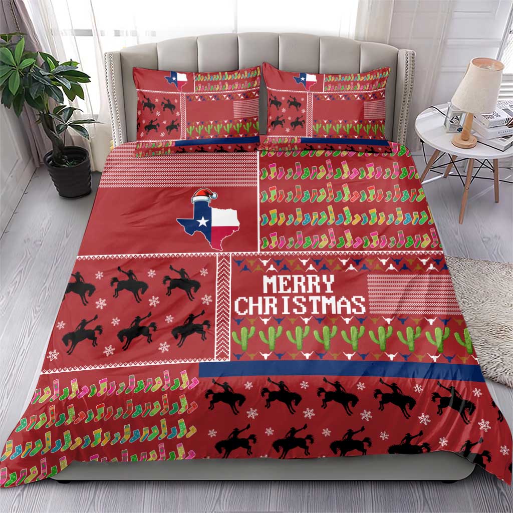 Texas Map Merry Christmas Bedding Set Xmas Holiday Patterns - Wonder Print Shop