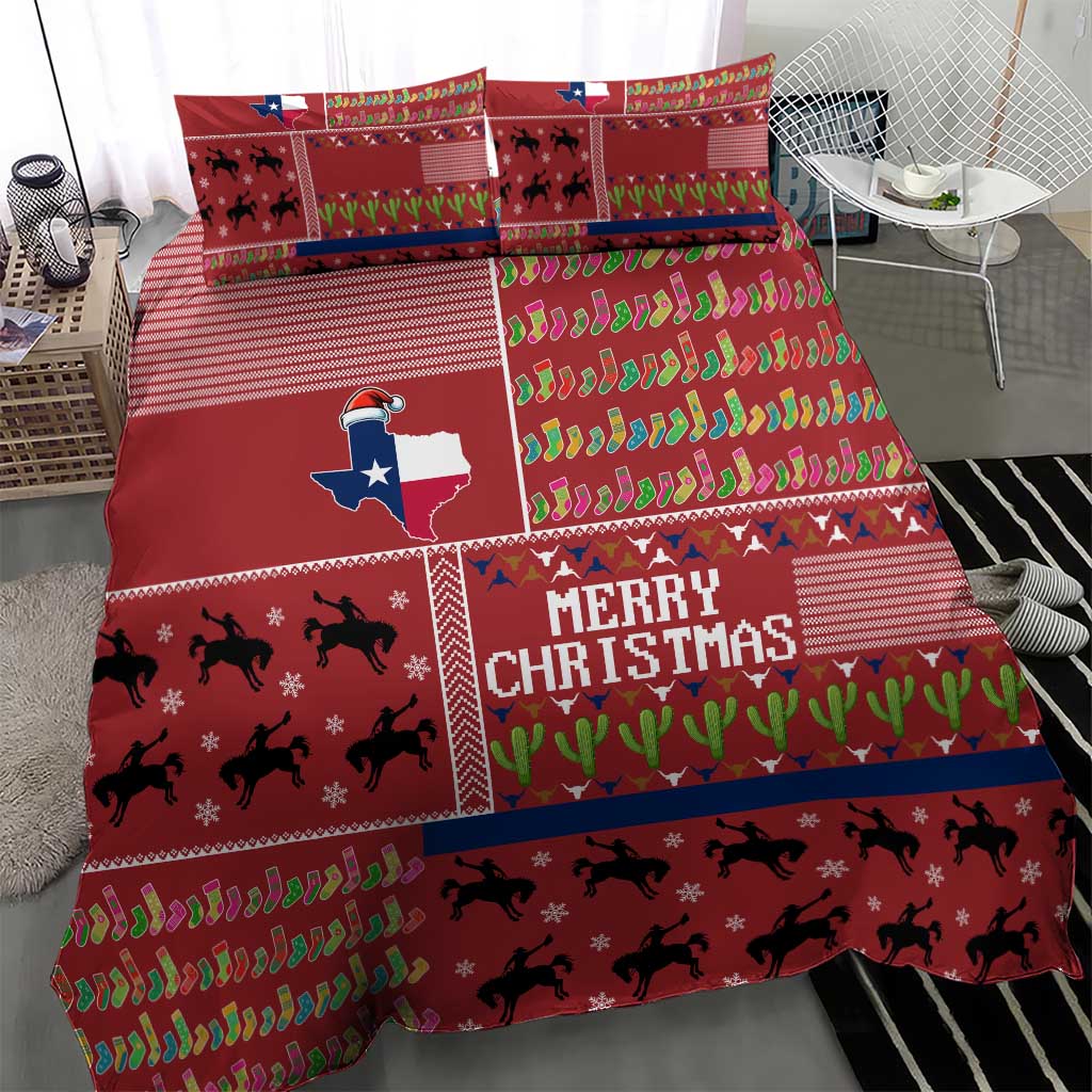 Texas Map Merry Christmas Bedding Set Xmas Holiday Patterns - Wonder Print Shop