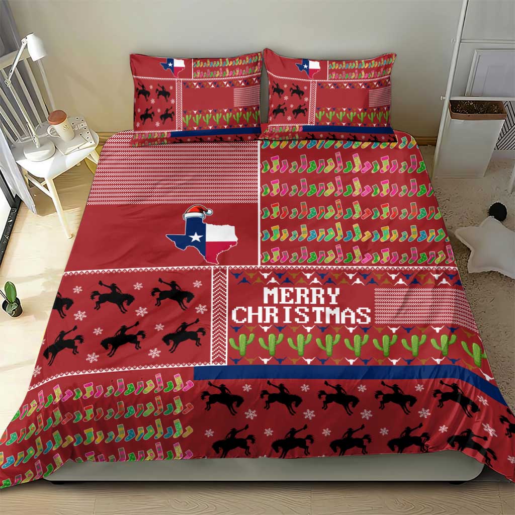 Texas Map Merry Christmas Bedding Set Xmas Holiday Patterns - Wonder Print Shop