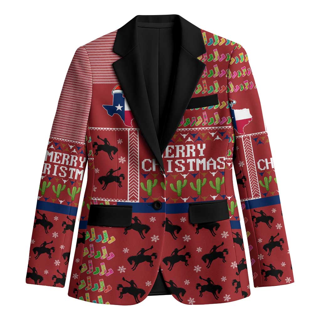 Texas Map Merry Christmas Blazer Xmas Holiday Patterns - Wonder Print Shop