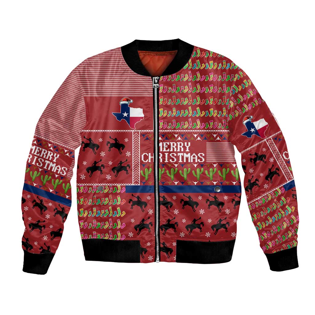 Texas Map Merry Christmas Bomber Jacket Xmas Holiday Patterns - Wonder Print Shop
