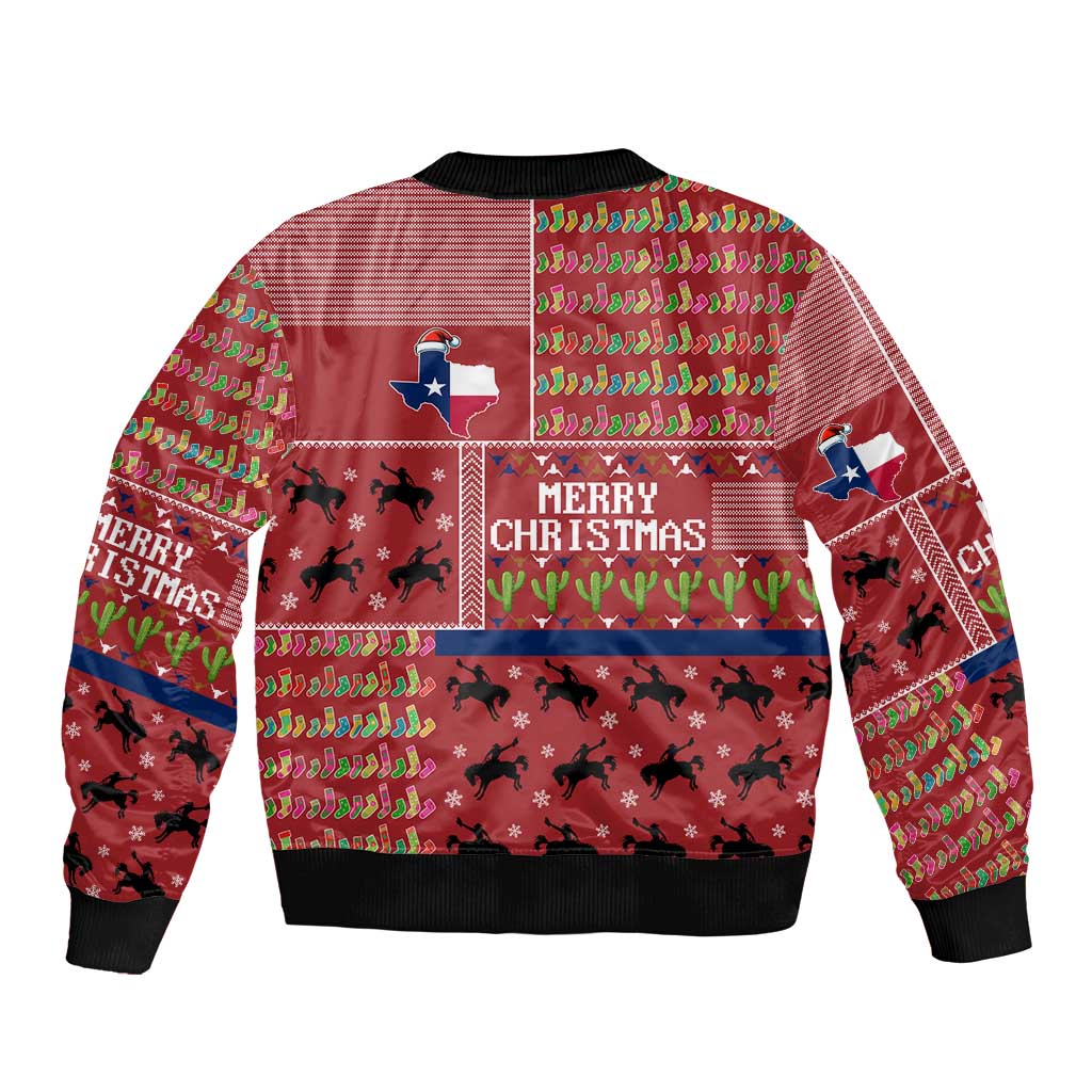 Texas Map Merry Christmas Bomber Jacket Xmas Holiday Patterns - Wonder Print Shop