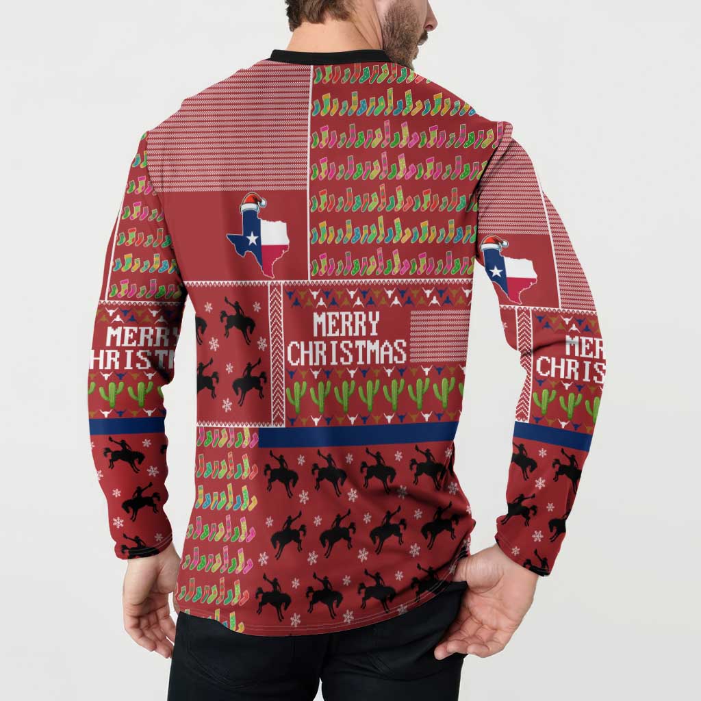 Texas Map Merry Christmas Button Sweatshirt Xmas Holiday Patterns - Wonder Print Shop