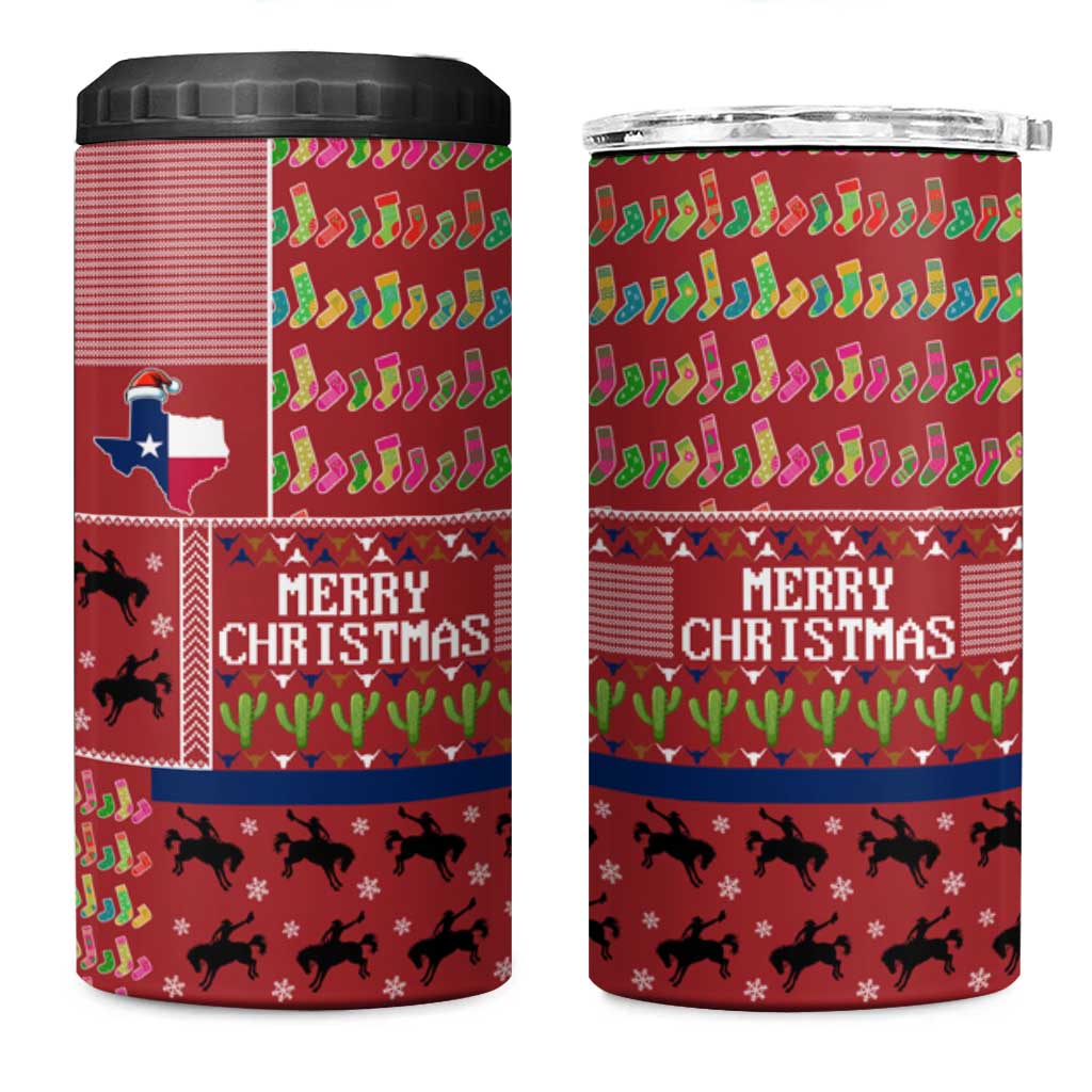 Texas Map Merry Christmas 4 in 1 Can Cooler Tumbler Xmas Holiday Patterns - Wonder Print Shop