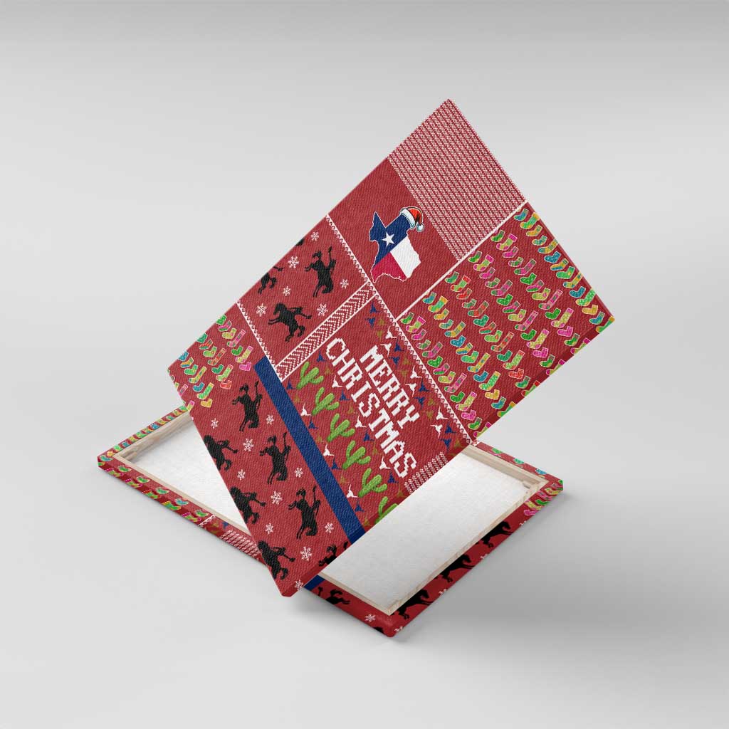 Texas Map Merry Christmas Canvas Wall Art Xmas Holiday Patterns - Wonder Print Shop