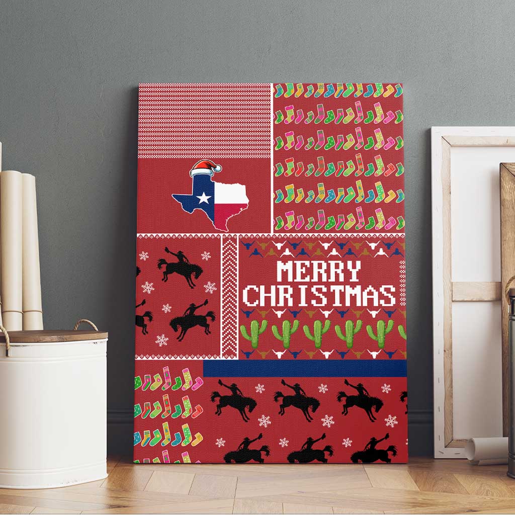 Texas Map Merry Christmas Canvas Wall Art Xmas Holiday Patterns - Wonder Print Shop