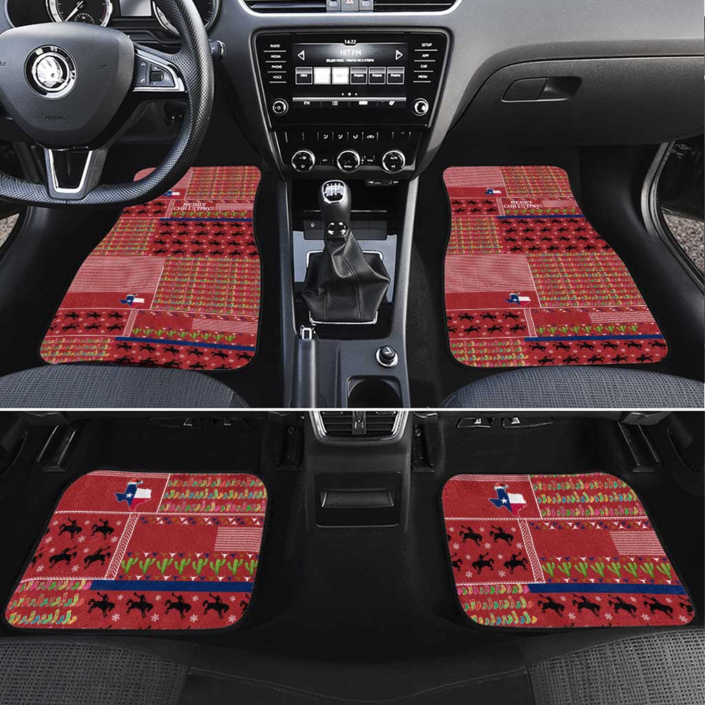 Texas Map Merry Christmas Car Mats Xmas Holiday Patterns - Wonder Print Shop