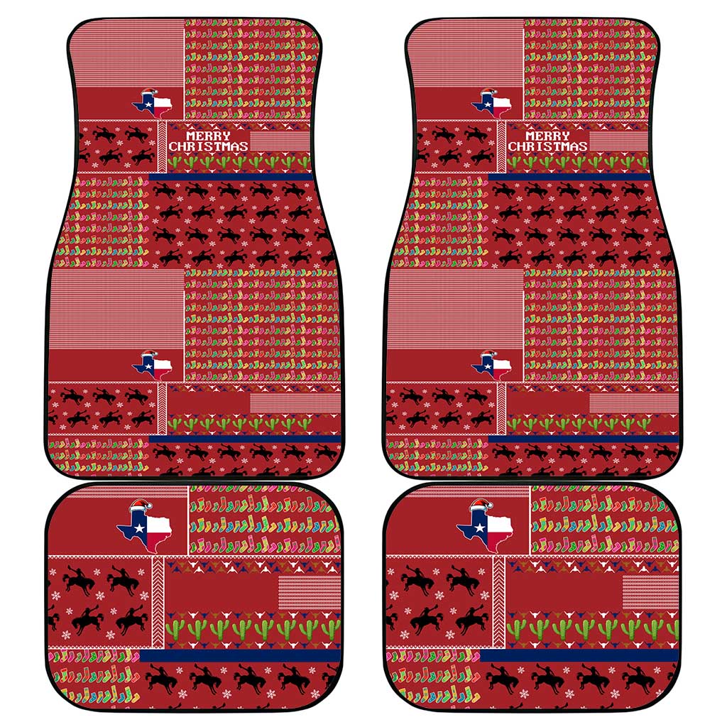 Texas Map Merry Christmas Car Mats Xmas Holiday Patterns - Wonder Print Shop