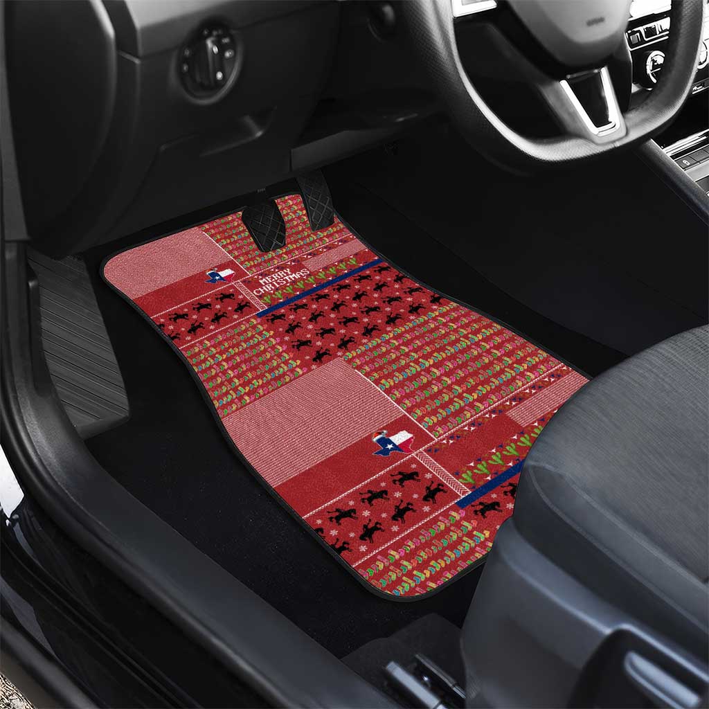 Texas Map Merry Christmas Car Mats Xmas Holiday Patterns - Wonder Print Shop