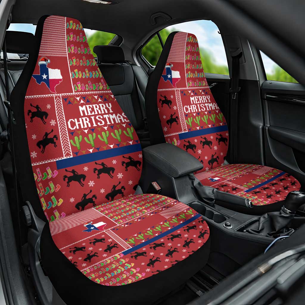 Texas Map Merry Christmas Car Seat Cover Xmas Holiday Patterns - Wonder Print Shop