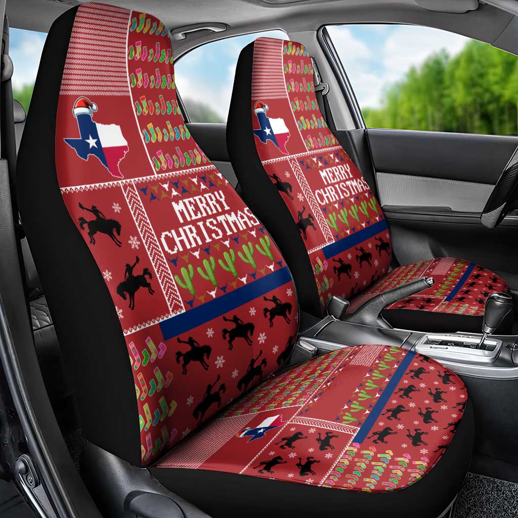 Texas Map Merry Christmas Car Seat Cover Xmas Holiday Patterns - Wonder Print Shop
