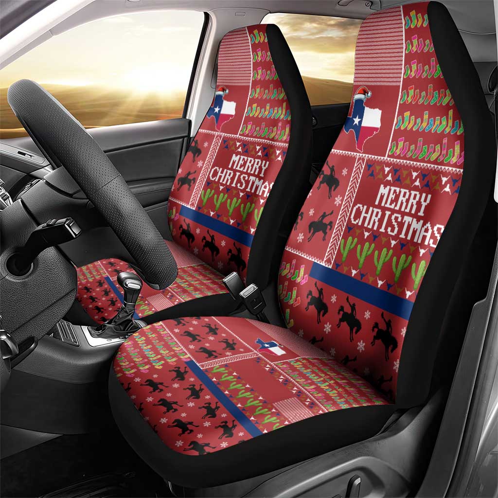 Texas Map Merry Christmas Car Seat Cover Xmas Holiday Patterns - Wonder Print Shop