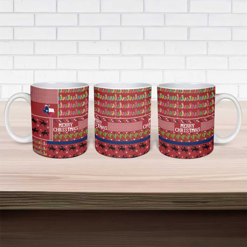 Texas Map Merry Christmas Ceramic Mug Xmas Holiday Patterns - Wonder Print Shop