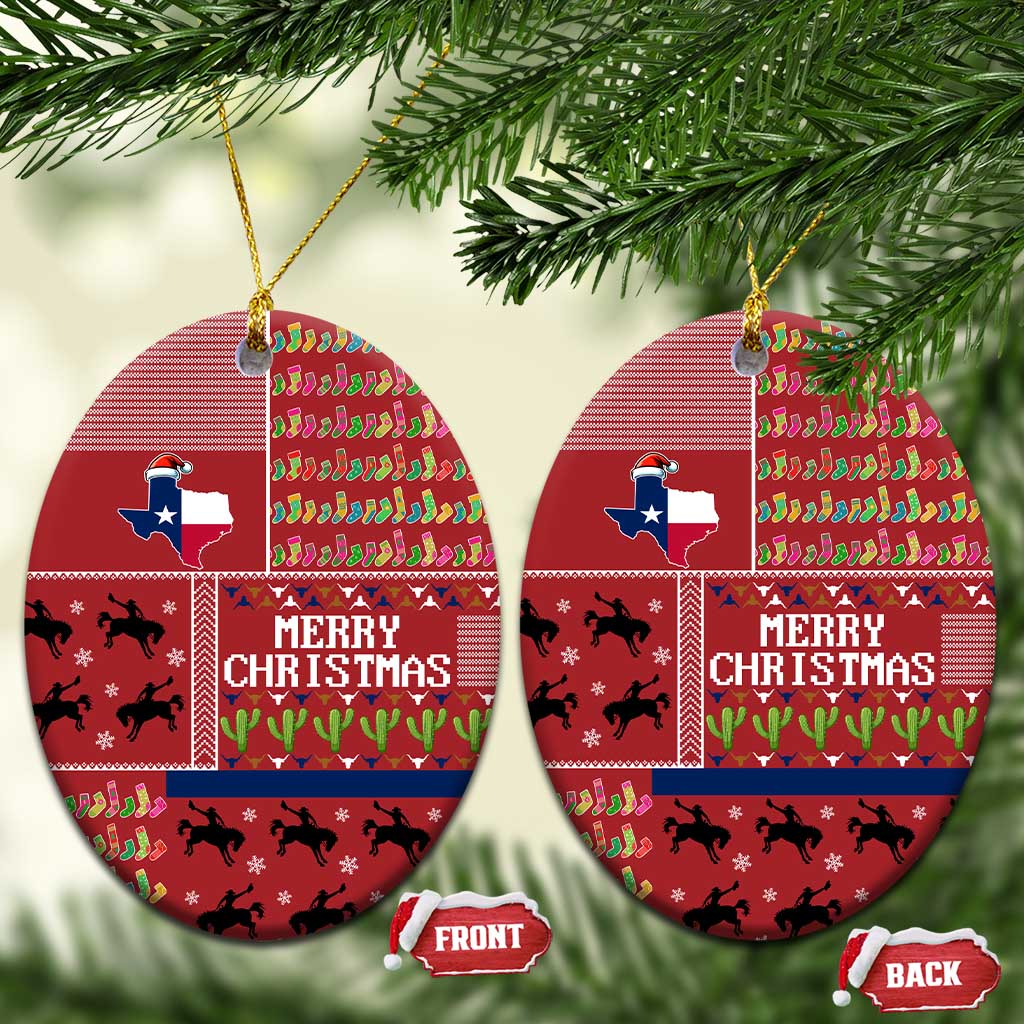 Texas Map Merry Christmas Ceramic Ornament Xmas Holiday Patterns - Wonder Print Shop