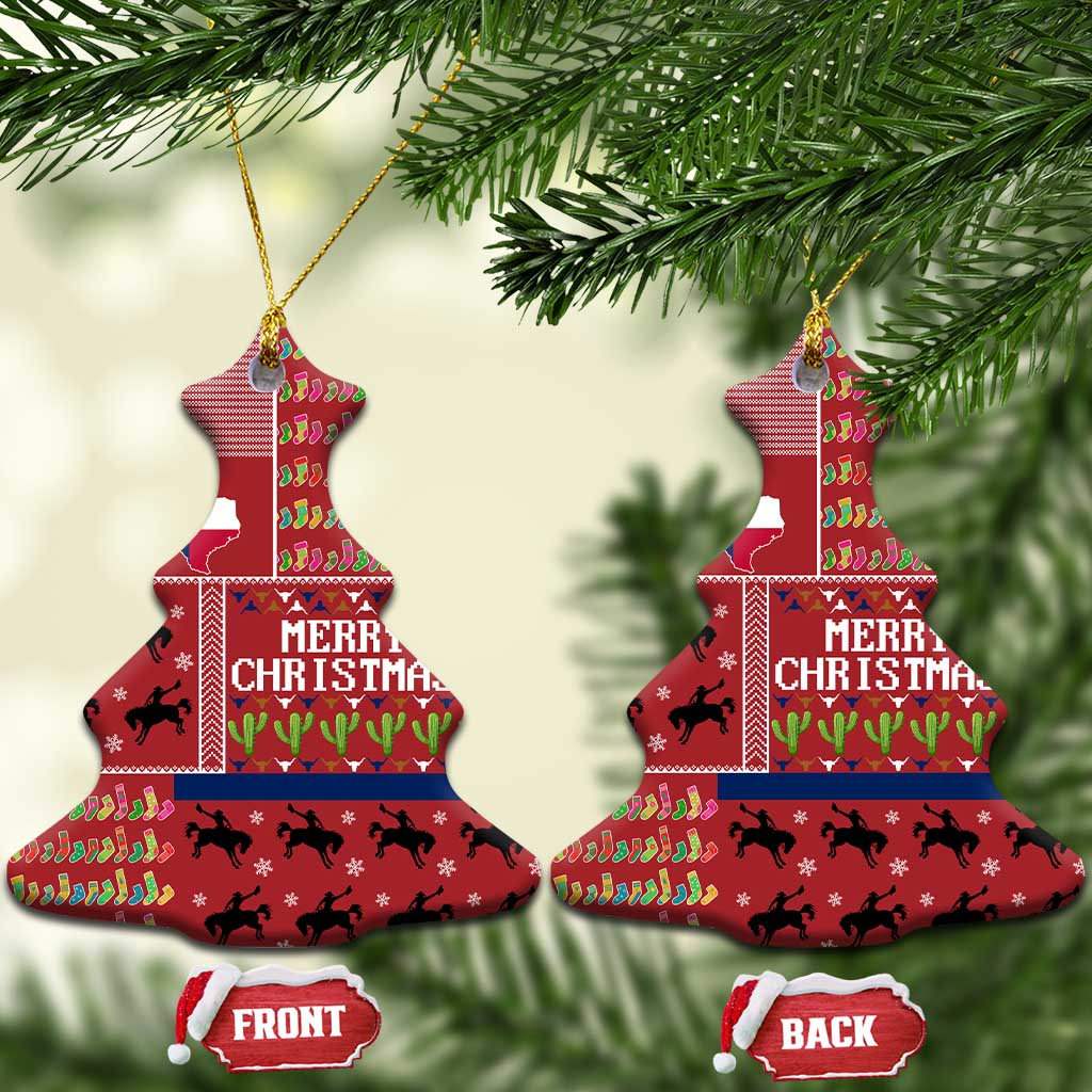 Texas Map Merry Christmas Ceramic Ornament Xmas Holiday Patterns - Wonder Print Shop